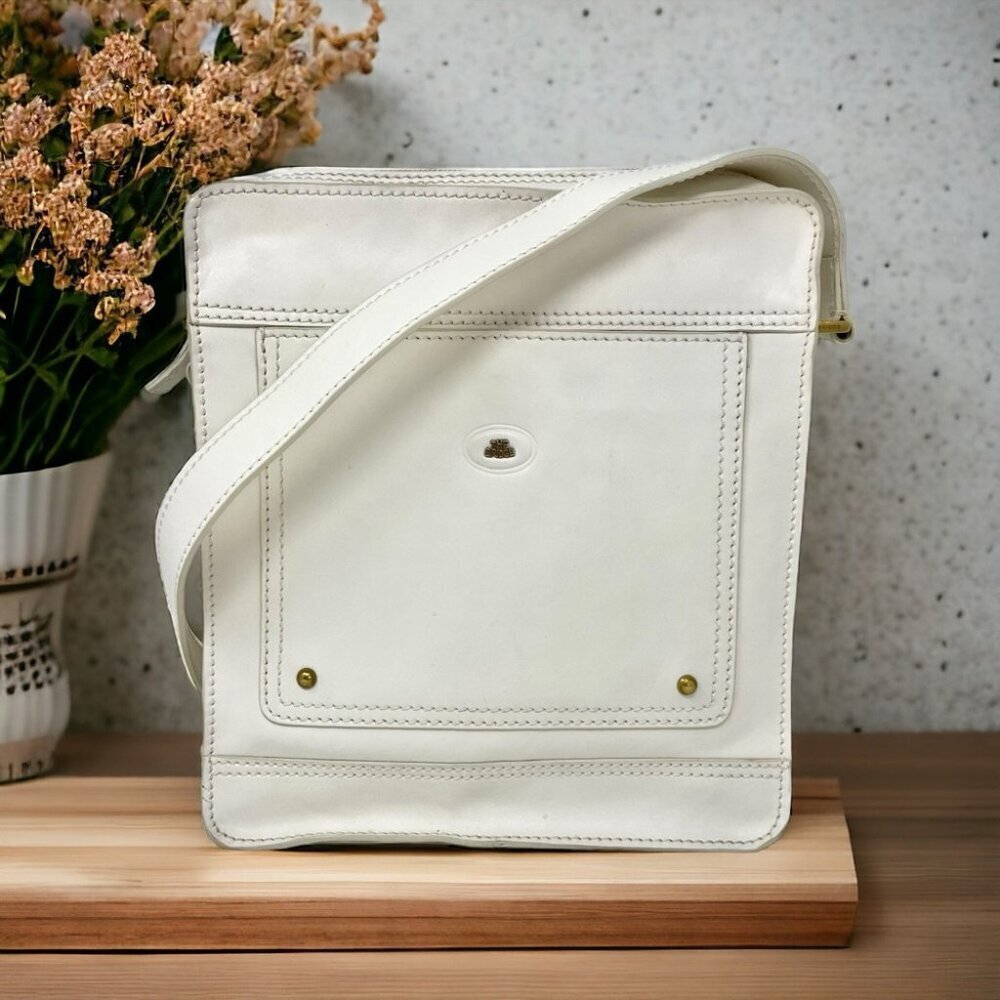 * The Trend Large White Leather Crossbody Book Bag Size L